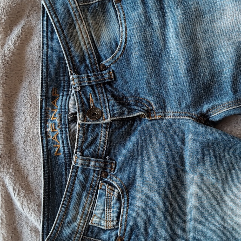 NAF NAF Women's Straight Leg Jeans in Blue Denim